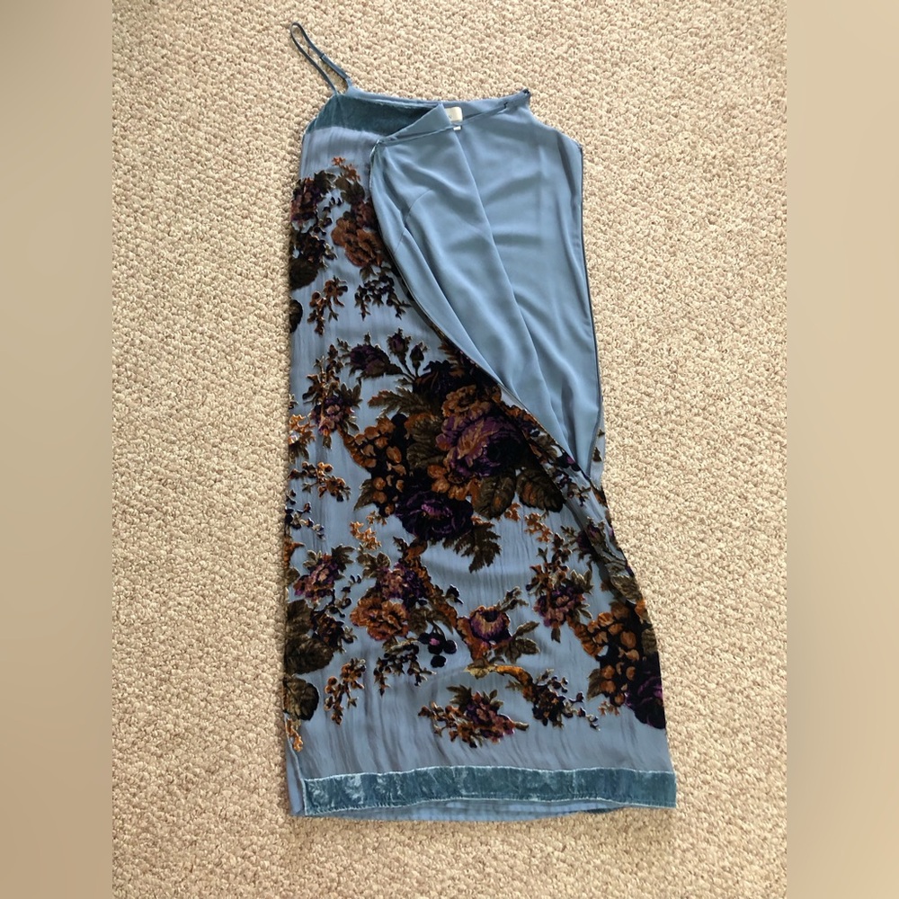 Anthropologie BHLDN Carlson Burnout Velvet Dress Blue size XS - Picture 11 of 16